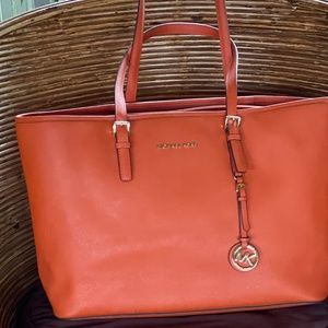 NWOT RARE Michael Kors Saffiano Leather Tote, Orange